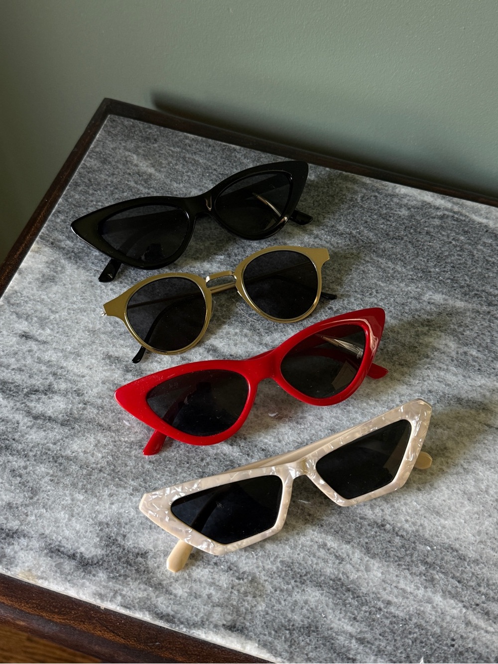 Misc Sunglasses Collection - 4 Pairs - Black, Gold-ish, Red, Cream